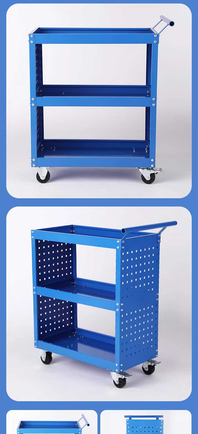 馳兔汽修推車三層加厚零件車五金工具箱重型移動工具周轉(zhuǎn)車帶腳輪