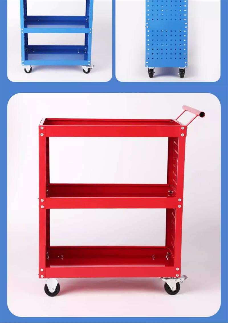 馳兔汽修推車三層加厚零件車五金工具箱重型移動工具周轉(zhuǎn)車帶腳輪